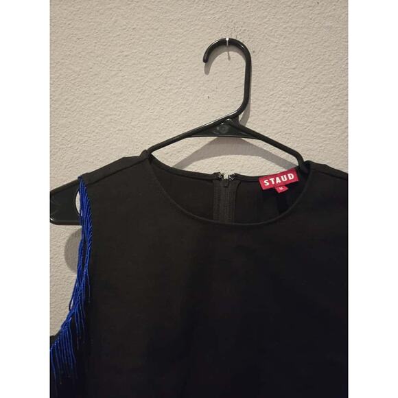 Staud Ellen Beaded Cut-Out Crop Top Black Long Sleeve Women's M Party - Picture 6 of 9